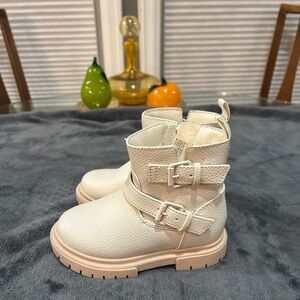 Cat & Jack Cream Evie Moto Boots